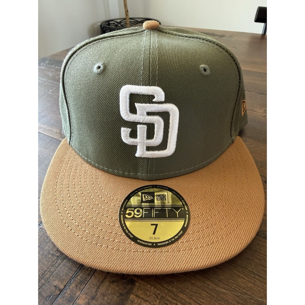 NWT New Era 59FIFTY San Diego Padres Fitted Hat Size 7 Green Tan Khaki MLB
